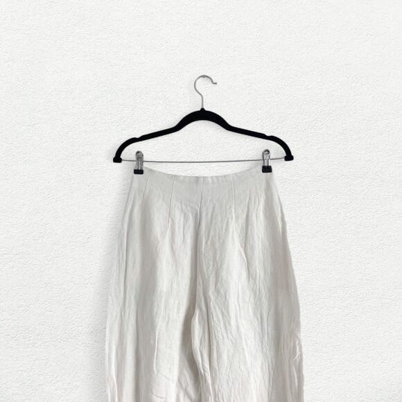 ST. AGNI High Waist Linen Wide Leg Pants in Ivory - Picture 6 of 8